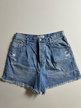 We The Free Distressed Denim High Waisted Buttonfly Shorts, Size 30